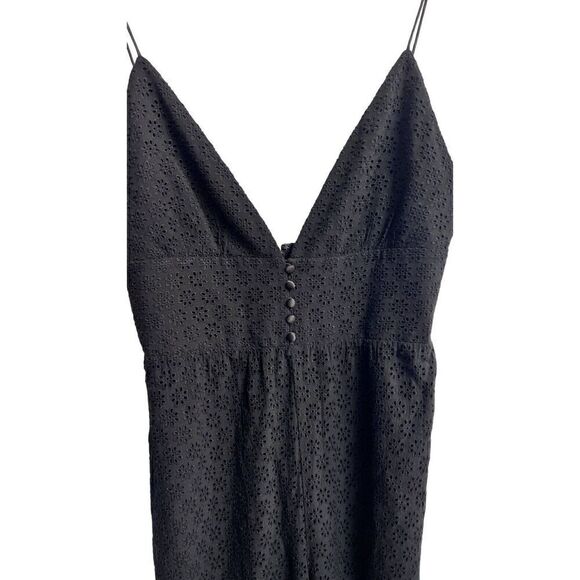 Alice + Olivia Long Maxi Jumpsuit Womens Size 12 Black Embroidered Eyelet Back - Picture 4 of 10